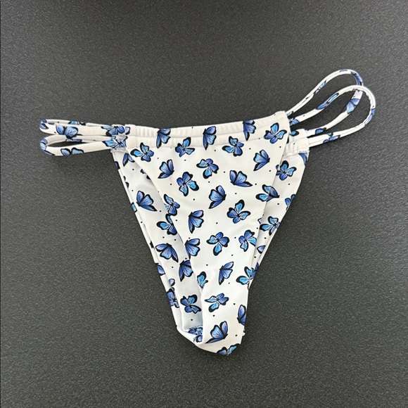 Tori Praver Swimwear White and Blue Butterfly Bikini Bottom - Picture 1 of 2